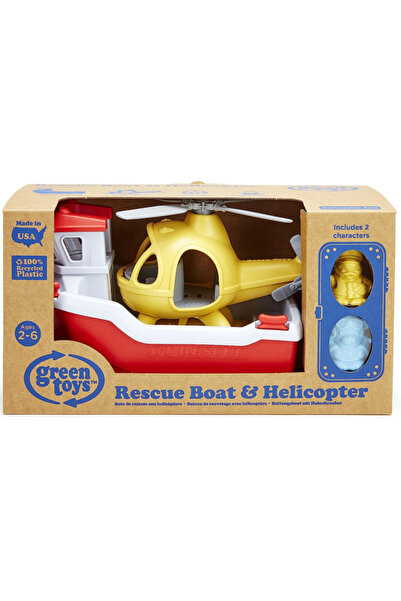 BigJigs Set Green Toys Barcă de salvare și elicopter (RBH1-1155)