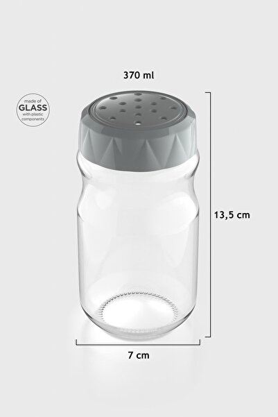 Renga ليكسا 370 مل حاوية توابل زجاجية 161016 رمادي