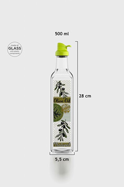 Renga وعاء زيت زجاجي منقوش من أوسلو سعة 500 مل بغطاء أخضر 152006