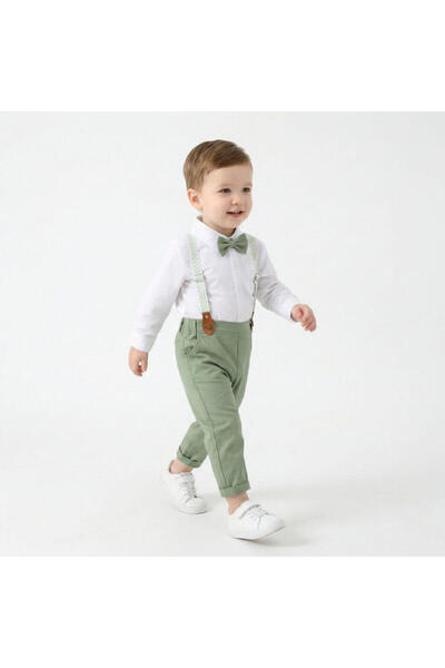 Kidohug Costum elegant de băieți, cămașă cu mânecă lungă, pantaloni lungi cu ...