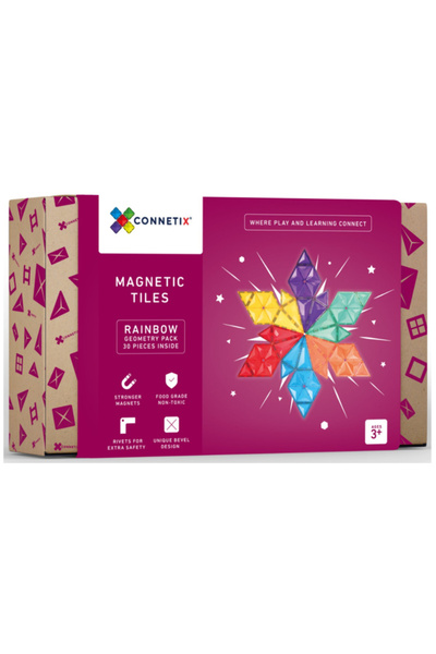 Connetix Pachet Geometrie Curcubeu 30 de Bucăți (CT-R-00030-GE)