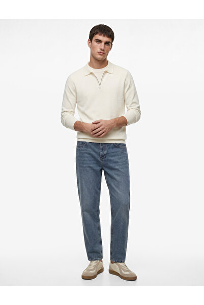 Koton Regular Fit Viscose Half Zipper Short Sleeve Knitwear T-Shirt