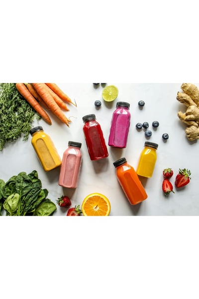 Afracam 250 ml Smoothie Detox - Clear Plastic Bottle, Cornered Juice Juice, 50 Pieces