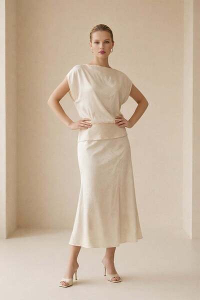 Setre Fusta midi cu imprimeu, cu detaliu cu fante, croială lejeră, cu imprime...