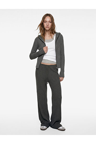 Koton Zippered Hooded Long Sleeve Slim Fit Viscose Cardigan