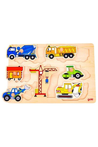 Goki Puzzle Vehicule de șantier cu ridicare (57593)