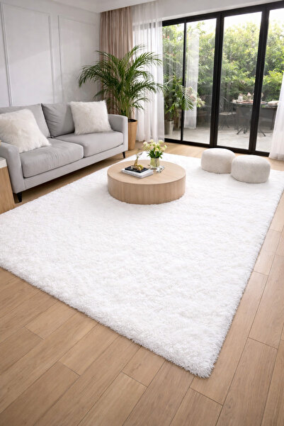 KEVLİNE Kevline Puffy Peluş Makinede Yıkanabilir Kaymaz Taban Yolluk Salon Ko...