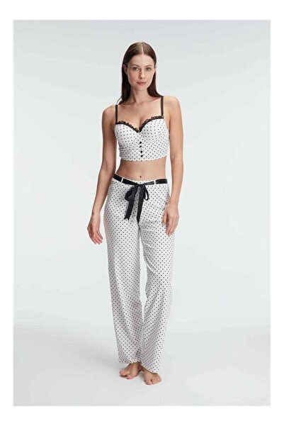 byasafkids Fantezi Bralet Sütyen Pamuklu Puantiye Desenli Desteksiz Dantel De...