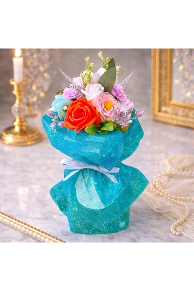 velve Buchet floral Symphony cu crin, begonie de lemn, mac, nufar, garoafe, t...