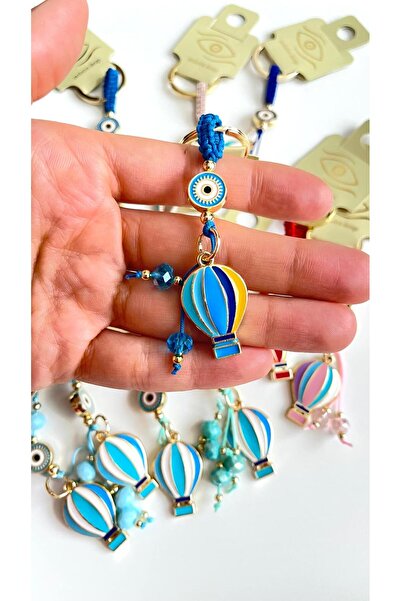 Cassime سلسلة مفاتيح مزينة بالخرز على شكل بالون باللون الأزرق