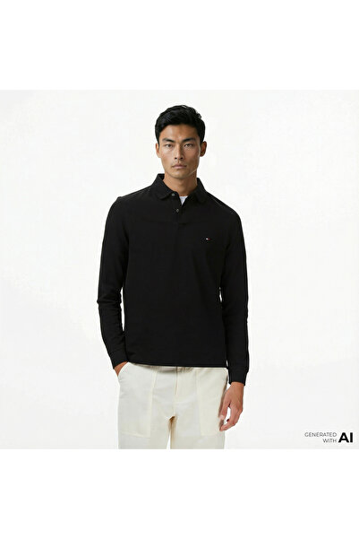 Tommy Hilfiger 1985 Regular Men's Black Polo Neck T-Shirt