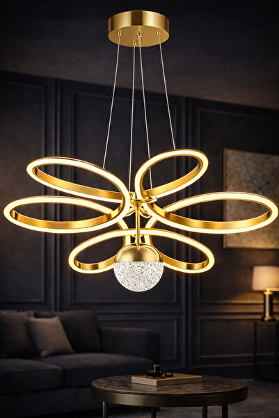 İstanbul Avize Papatya Gold 3 Renk Ledli Modern Led Avize