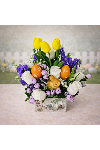 velve Aranjament handmade Happy Eggs,plante artizanale,lalele,trandafiri,iepu...