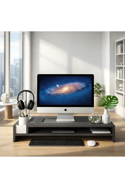 Alina Dizayn Rose Monitor Riser Desktop Organizer Black