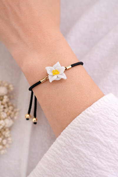 ADAMODART Orchid Murano Glass Beaded Adjustable Drawstring Bracelet