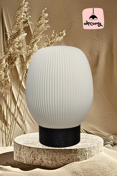 decory Valenty Modern Textured Black Base White Body Special Design Lampshade...