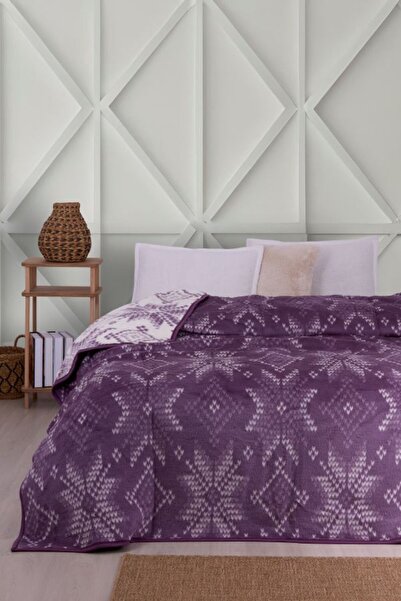 NİMBLES MODA Κουβέρτα τηλεόρασης Puffy Plush 160x220 cm - Λιλά