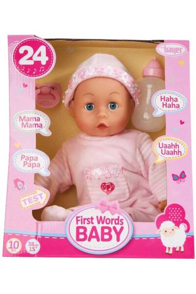 Bayer Papusa Primul Cuvânt Bebeluș roz pal 38cm (93824AA)