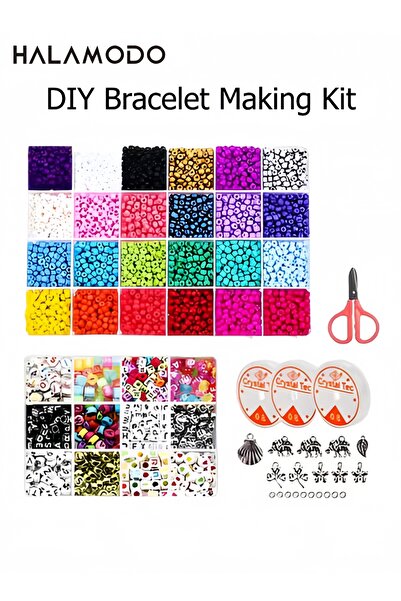 HALAMODO مجموعة خرز يمكنك صنعها بنفسك، يمكن للأطفال صنعها يدويًا، تحتوي على م...