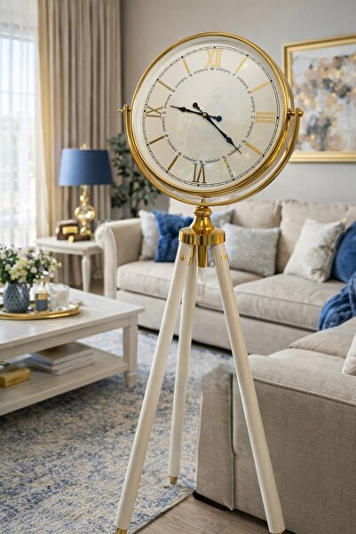 Riyes Tasarım Tripod Ahşap Ayaklı Dekoratif Saat - ayaklı saat