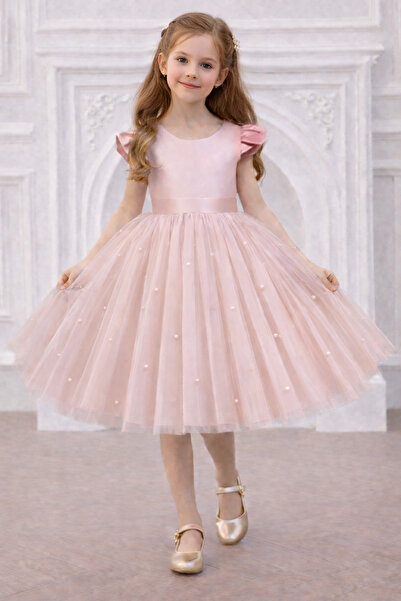 NSMLİFE Kız Çocuk Fiyonk Detaylı İncili Mezuniyet Doğum Günü Parti Elbise Pre...