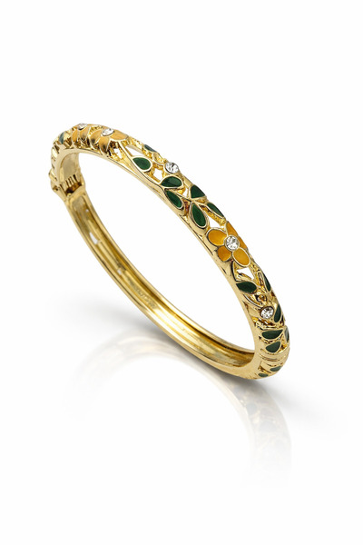 Goche YENİ Kadın Mineli Çiçek Desenli Zirkon Taşlı Renkli İnce Kelepçe Bileklik