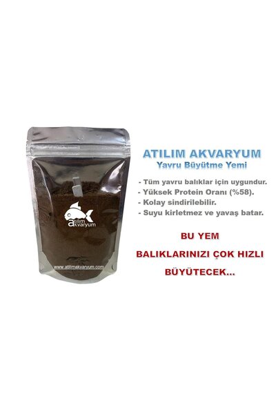 Premium Yavru Balık Yemi, Balık Büyütme Yemi Toz Yem 100 gram