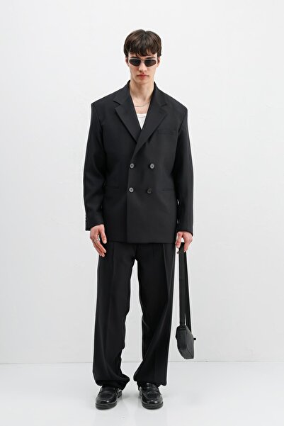 VAMOSCLO Oversized Double-Breasted Suit Black