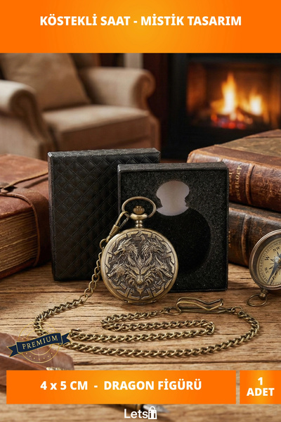 Letsii Antique Clock with Dragon and Special Box