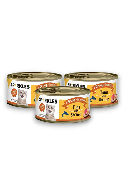 SPARKLES عبوة اقتصادية من طعام القطط الرطب الممتاز – 3 علب × 80 غرام (تونة حق...