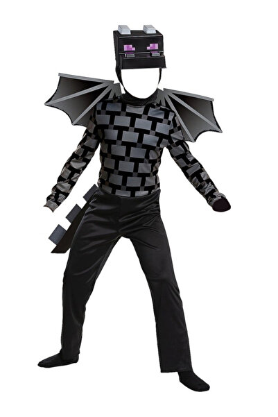 Funny Party Shop Costum Minecraft pentru copii cu cască, negru, 6-8 ani