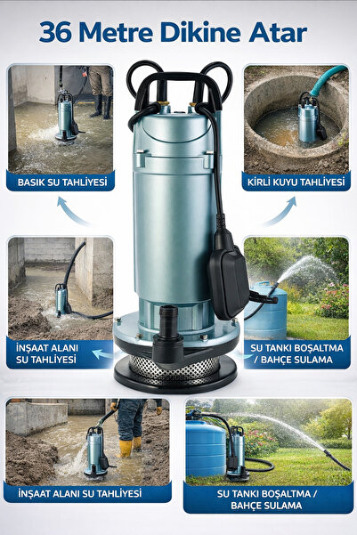 OPTIVEX Qdx1,5-33-1,5 Fb Su Pompası Dalgıç Pompa 2 Hp 36 Metre Yukarı Basma