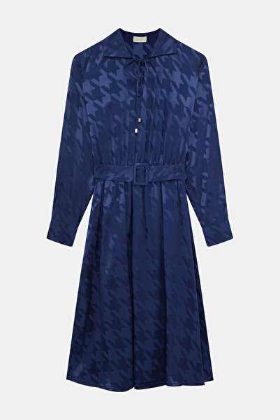 W Collection LACİVERT JAKARLI ELBİSE