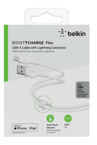 Belkin Încărcător USB-A la LTG-silicon Boost Charge 3m Alb