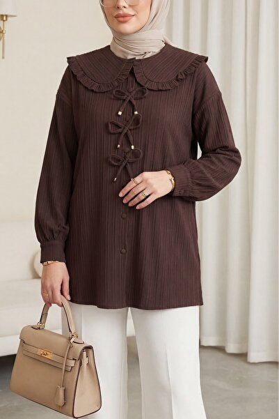 HİJABAYA Πουκάμισο με κουμπιά και λεπτομέρεια κορδέλας στο μπροστινό μέρος