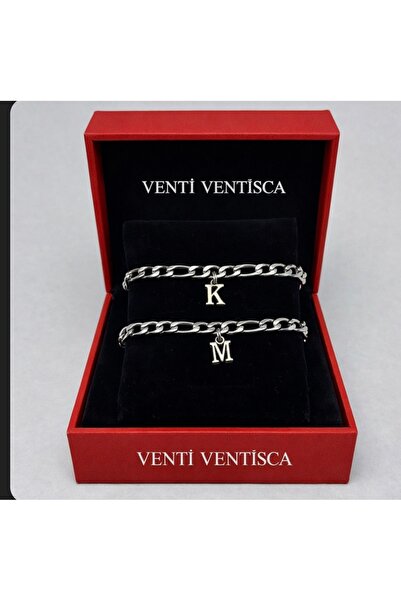 VENTİ VENTİSCA Kararmaz Çelik 2 Li Harfli Bileklik Sevgili , Çift , Arkadaş i...