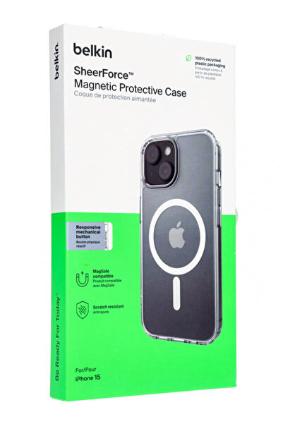 Belkin Carcasă de protecție magnetică Sheer-Ce pentru iPhone 15, transparentă
