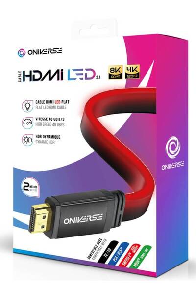 Oniverse Cablu HDMI LED 8K Roșu - Playstation 5