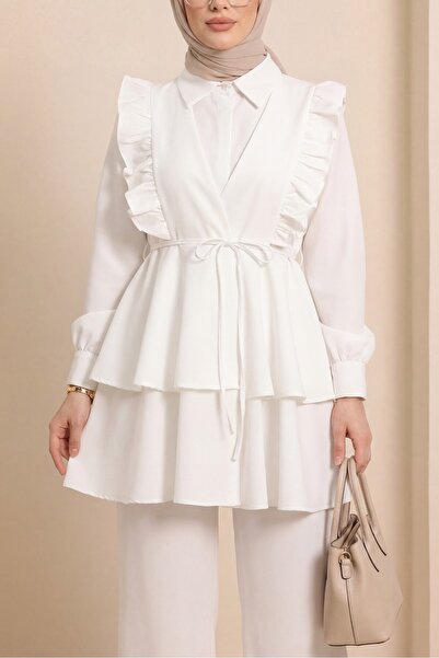 HİJABAYA Σετ κιμονό με φούστα με βολάν μπροστά και παντελόνι με διπλές στρώσεις