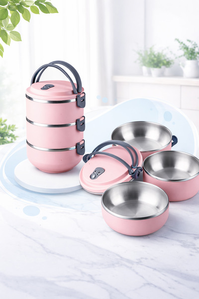BERMİRA Home Collection Freshbox 3 Katlı Yemek Termosu Sefer tası Saklama Kab...