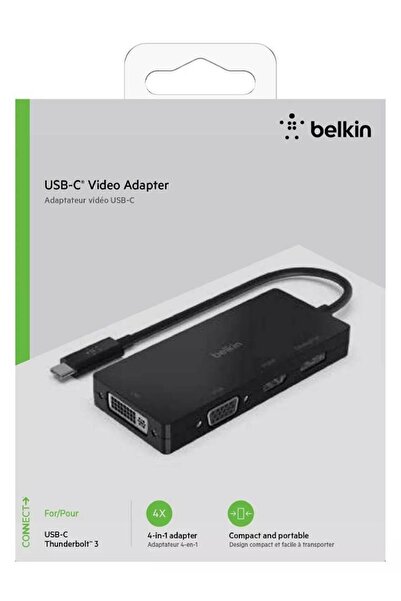 Belkin Adaptor video USB-C (HDMI, VGA, DVI, DisplayPort) negru