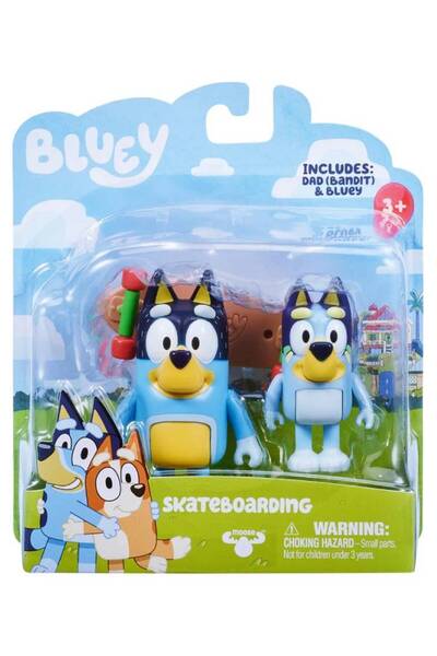 bluey Set 2 figurine S3 Skateboarding 7cm
