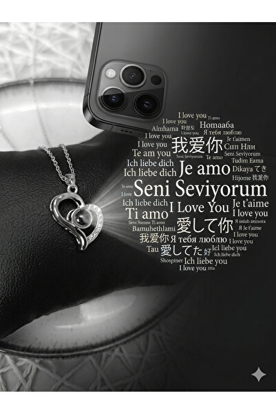 NAS fashion قلادة 'أحبك' بتفاصيل حجرية فولاذية