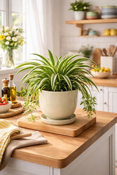 Evdek Tabaklı Krem U Çömlek Saksı 16x16 Cm