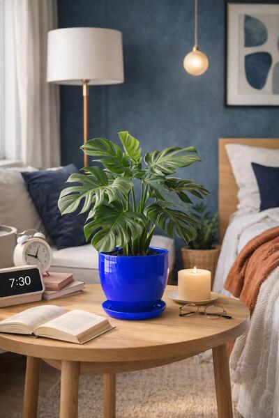 Evdek Tabaklı Lacivert U Çömlek Saksı 16x16 Cm