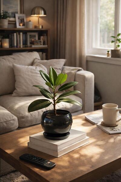 Evdek Tabaklı Siyah Tombul Çömlek Saksı 16x15 Cm