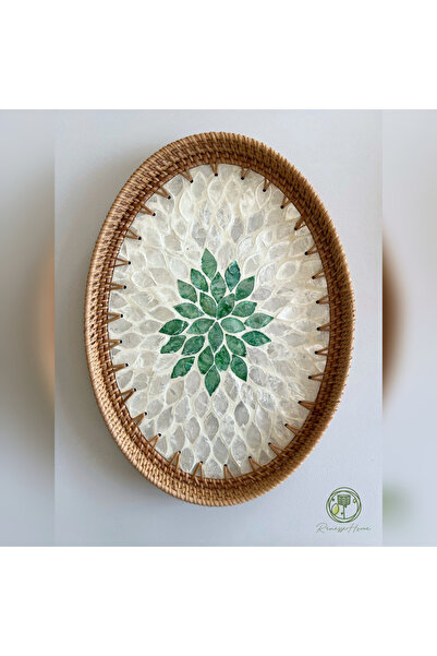 Renesse Home صينية تقديم مصنوعة يدويًا من الراتان من نبيل - صينية قهوة وتقديم...