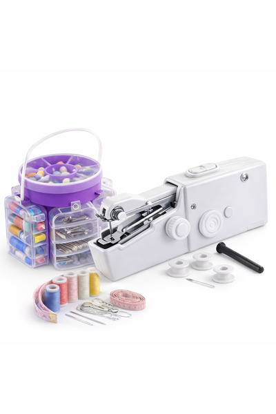 Generic ماكينة خياطة يدوية محمولة + عدة خياطة 210 قطعة | إصلاح الملابس السريع...