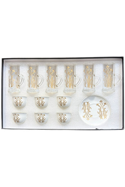 ALQANNAS AL-GANNAS 18-Piece Laser-Engraved Tea Glass & Coffee Cup Set | Elega...