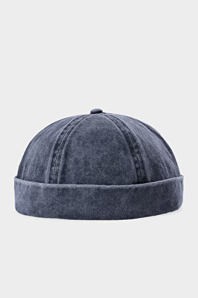 Külah Vintage Retro Lacivert Eskitme Pamuk Cap Docker Şapka